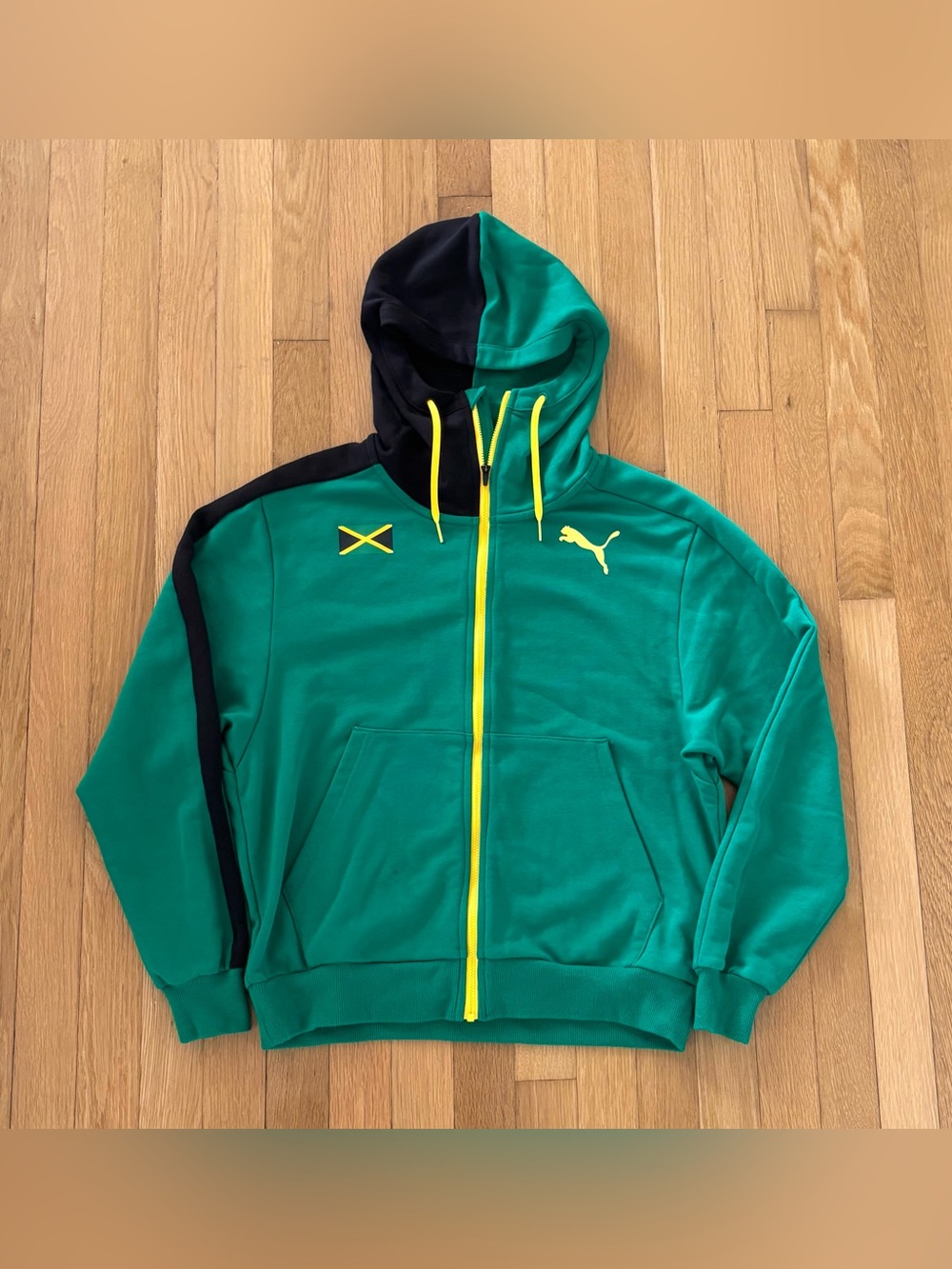 Puma Jamaica Podium Full Zip Hoodie Mens S Black Track Field Olympic Jacket